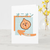 Carte nourriture kawaii - mignon Oignon, orange, turquoi (Fleur jaune)
