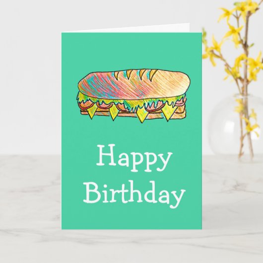 Carte Nourriture mignonne de sous sandwich à (Fleur jaune)