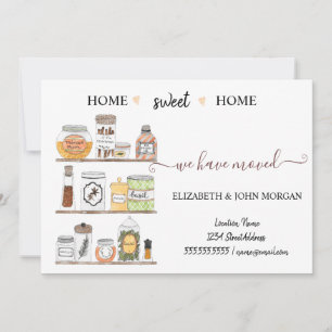 Carte Nous Avons Déménagé, Bois, Cuisine Stock