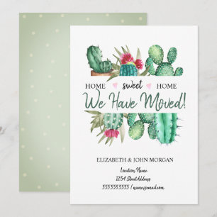 Carte Nous avons déménagé, Cactus Polka Dots