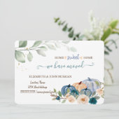 Carte Nous Avons Déménagé, Citrouille Aquarelle, Fleurs, (Debout devant)