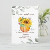 Carte Nous Avons Déménagé, Citrouille, Feuilles, Tournes (Debout devant)