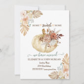 Carte Nous Avons Déménagé, Citrouille, Fleurs D'Automne, (Devant)