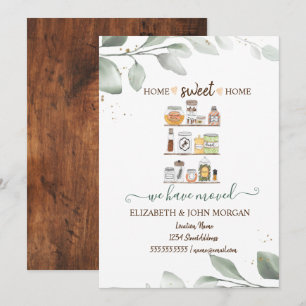 Carte Nous avons déménagé, Cuisine de stock, Feuilles, B