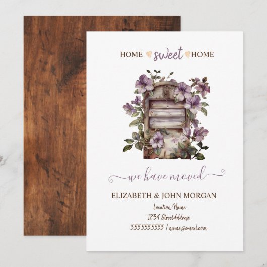 Carte Nous Avons Déménagé, Fleurs De Boîte Aux Lettres V (Devant / Derrière)