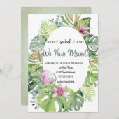 Carte Nous Avons Déménagé, Fleurs Tropicales Feuilles (Devant / Derrière)