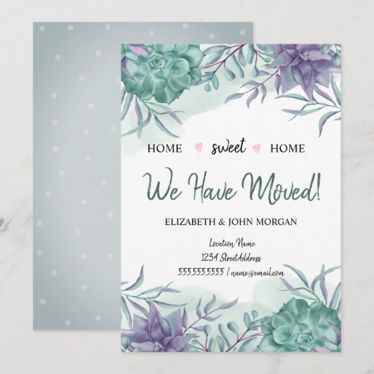 Carte Nous Avons Déménagé, Succulent Désert (Devant / Derrière)