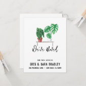 Carte Nous avons déplacé de mignons Plantes d'aquarelle (Devant/Arrière en situation)