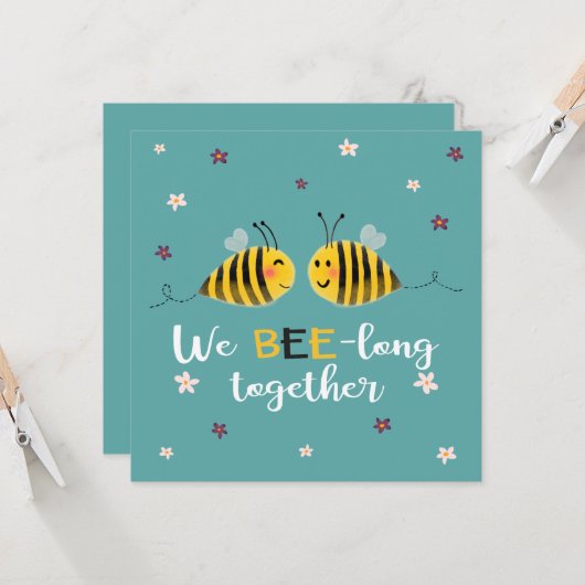 Carte Nous BEE long avec les abeilles et les fleurs Vale (Devant/Arrière en situation)