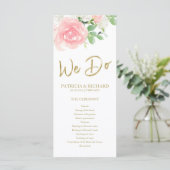 Carte Nous faisons Pink Blush Rose Floral Gold Wedding P (Debout devant)