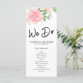 Carte Nous faisons Pink Blush Rose Floral Wedding Progra (Debout devant)