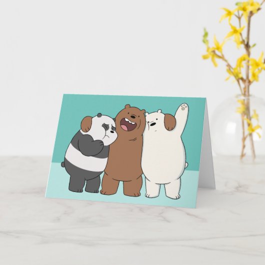 Carte Nous, Groupe Ours Nus Hug (Fleur jaune)