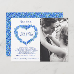 Carte Nous l'avons fait marié bleu oubli-me-pas mariage