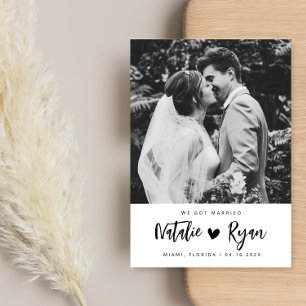 Carte nous nous sommes mariés noir et blanc mariage fair