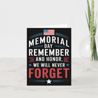 Carte Nous nous souviendrons et honorerons Nous n'oublie