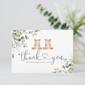 Carte Nous pouvons attendre Twins baby shower merci (Debout devant)