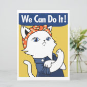 Carte Nous Pouvons Le Faire ! Chat blanc Rosie le Rivete (Debout devant)