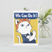 Carte Nous Pouvons Le Faire ! Chat blanc Rosie le Rivete (Debout devant)