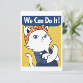 Carte Nous Pouvons Le Faire ! Chat blanc Rosie le Rivete (Debout devant)