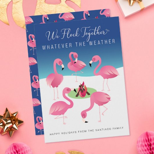 Carte Nous rassemblons des Flamants roses roses vacances