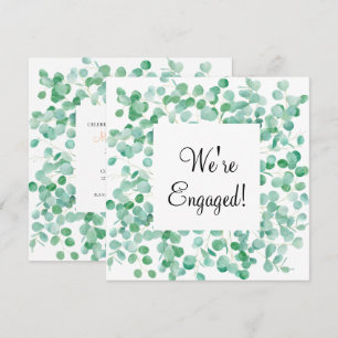 Carte Nous sommes fiancés Élégant Eucalyptus Vert Pêche
