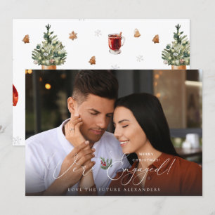Carte Nous sommes fiancés Photo Ele Holly Berry Holiday