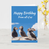 Carte Nous Souhaitons Tous Heureux Anniversaire Puffin F (Fleur jaune)
