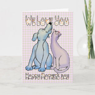 Carte Nous t'aimons le jour de la mère du chien et du ch
