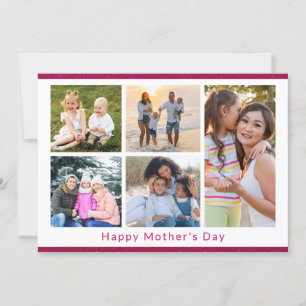 Carte Nous t'aimons Maman 5 Collage photo Paillettes ros