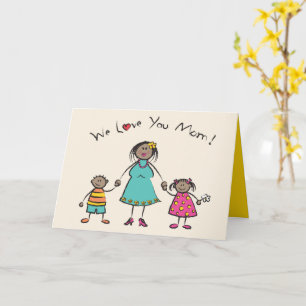 Carte Nous t'aimons Maman Cartoon Famille Bonne fête des
