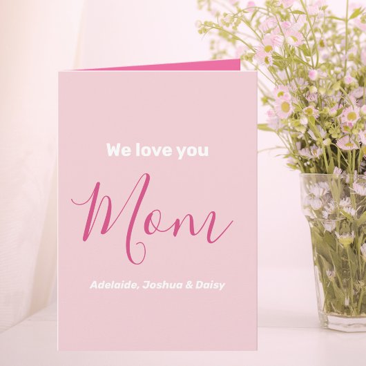 Carte Nous t'aimons Maman Pink Minimalist