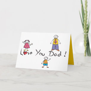 Carte Nous t'aimons Papa Cartoon Famille Bonne Fête des 