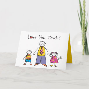 Carte Nous t'aimons Papa Cartoon Famille Bonne Fête des 