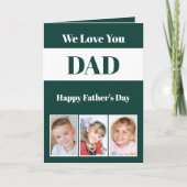 Carte Nous t'aimons Papa Fête des Pères vert blanc photo (Devant)