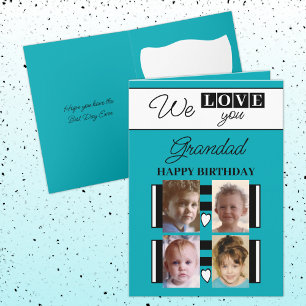 Carte Nous vous aimons grand-père 4 photo turquoise anni