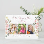 Carte Nous vous aimons Maman Photo Fleur Rose Fête des M (Debout devant)