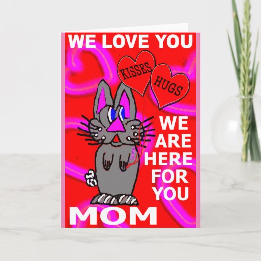 Carte Nous Vous Aimons Maman Ruban Rose Cancer du Sein (Devant)