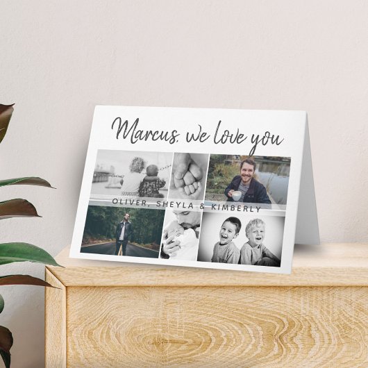 Carte Nous vous aimons Modern Script 6 Photo Collage