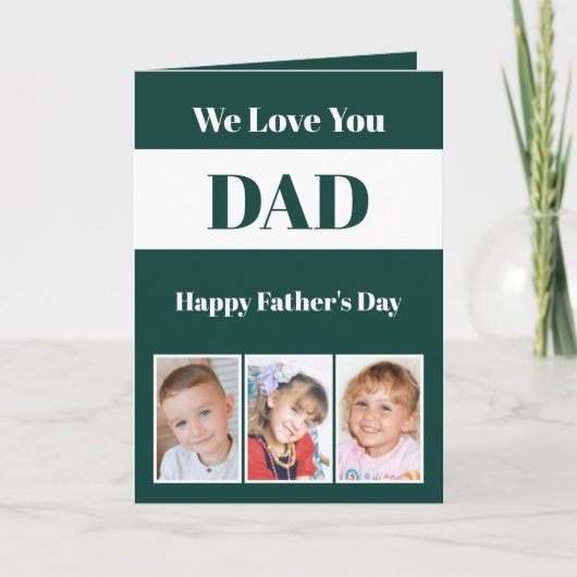Carte Nous vous aimons Papa Fête des pères vert blanc ph (Devant)