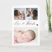 Carte Nouveau bébé 3 photo collage élégant merci (Devant)