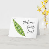 Carte Nouveau bébé Bienvenue Pois doux (Fleur jaune)
