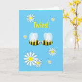 Carte Nouveau bébé Félicitations Jumeaux garçons (Fleur jaune)