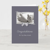 Carte Nouveau bébé Félicitations Pieds bébé avec ruban (Fleur jaune)