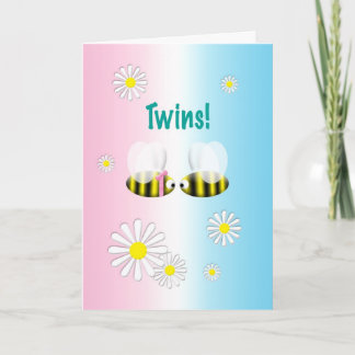 Carte Nouveau bébé Félicitations Twins Boy and Girl