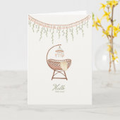 Carte Nouveau Bébé Fille Sweet Boho Crib Félicitations C (Fleur jaune)