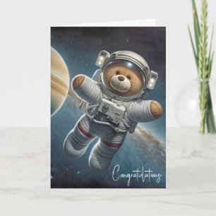 Carte Nouveau bébé garçon astronaute Teddy Bear