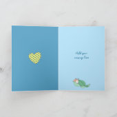 Carte Nouveau bébé Garçon bleu avec un chouette mignon (Intérieur)