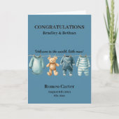 Carte Nouveau bébé garçon bleu personnalisable (Devant)