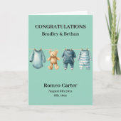 Carte Nouveau bébé garçon personnalisable (Devant)