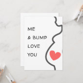 Carte Nouveau bébé/grossesse Moi et mon ventre Je t'aime (Devant/Arrière en situation)